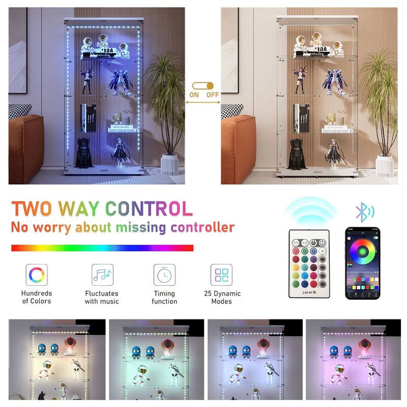 Tempered glass cabinet,wine cabinet,storage cabinet,file cabinet,with Bluetooth LED light,lock on the door,equipped with cast