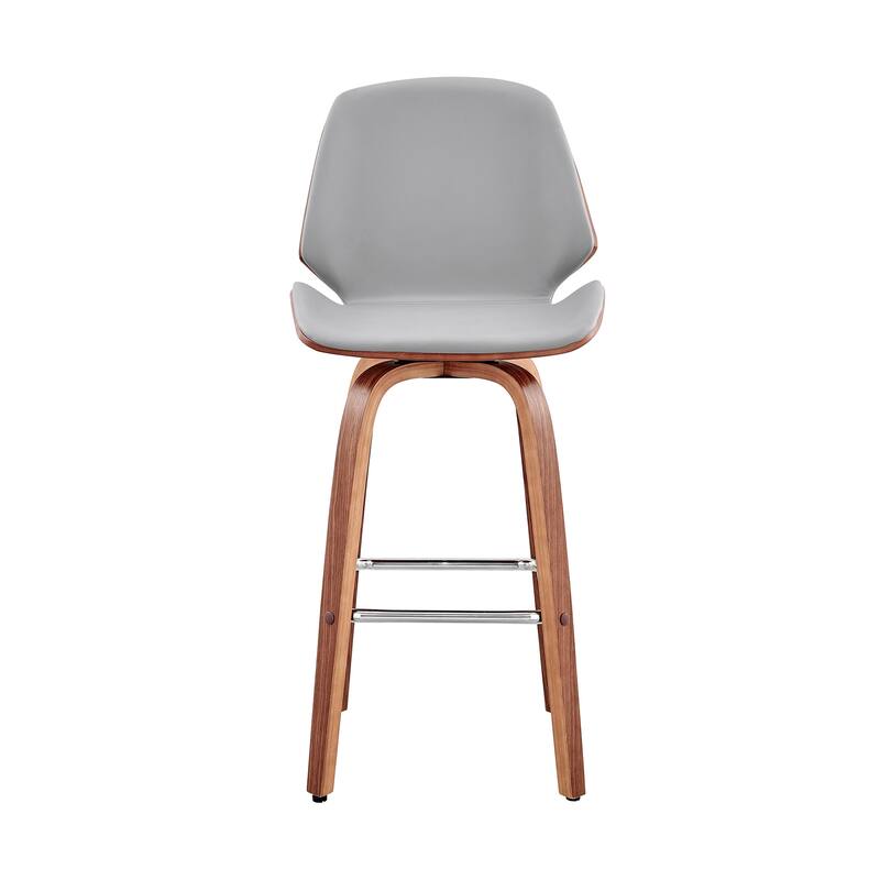 Modern 26" Swivel Bar Stool with Faux Leather Seat and Iron Legs for Kitchen Island - 40”H x 19”W x 20”D