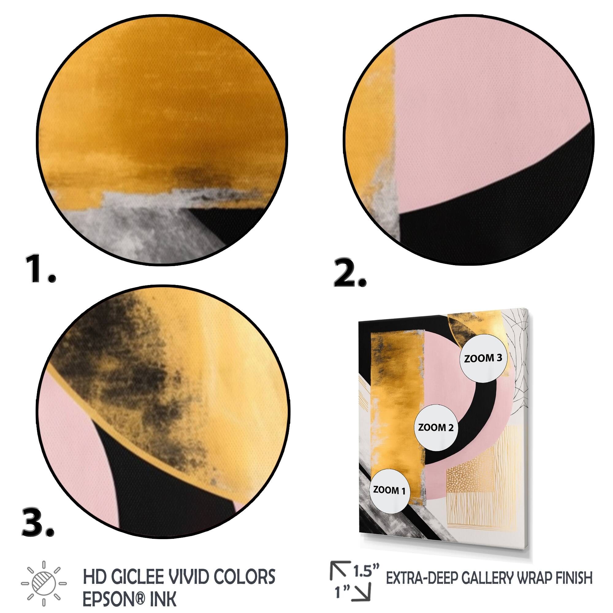 Designart 'Pink And Gold Art Deco IV' Modern Canvas Wall Art Bed Bath