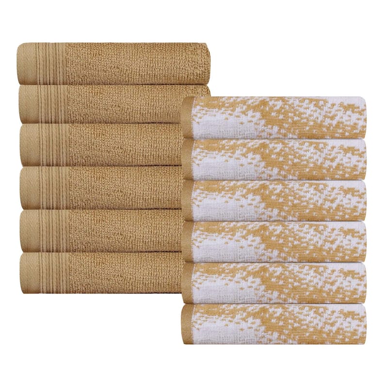 Superior Cotton Solid and Marble Face Towel Set of 12
