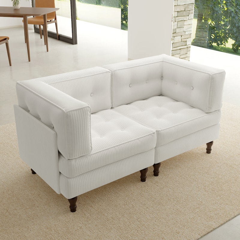 Oversized Sofa Corduroy Tufted Modular Sectional Set