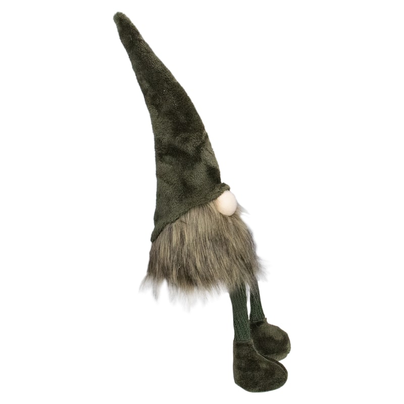 20" Green Sitting Christmas Gnome with Knitted Dangling Legs