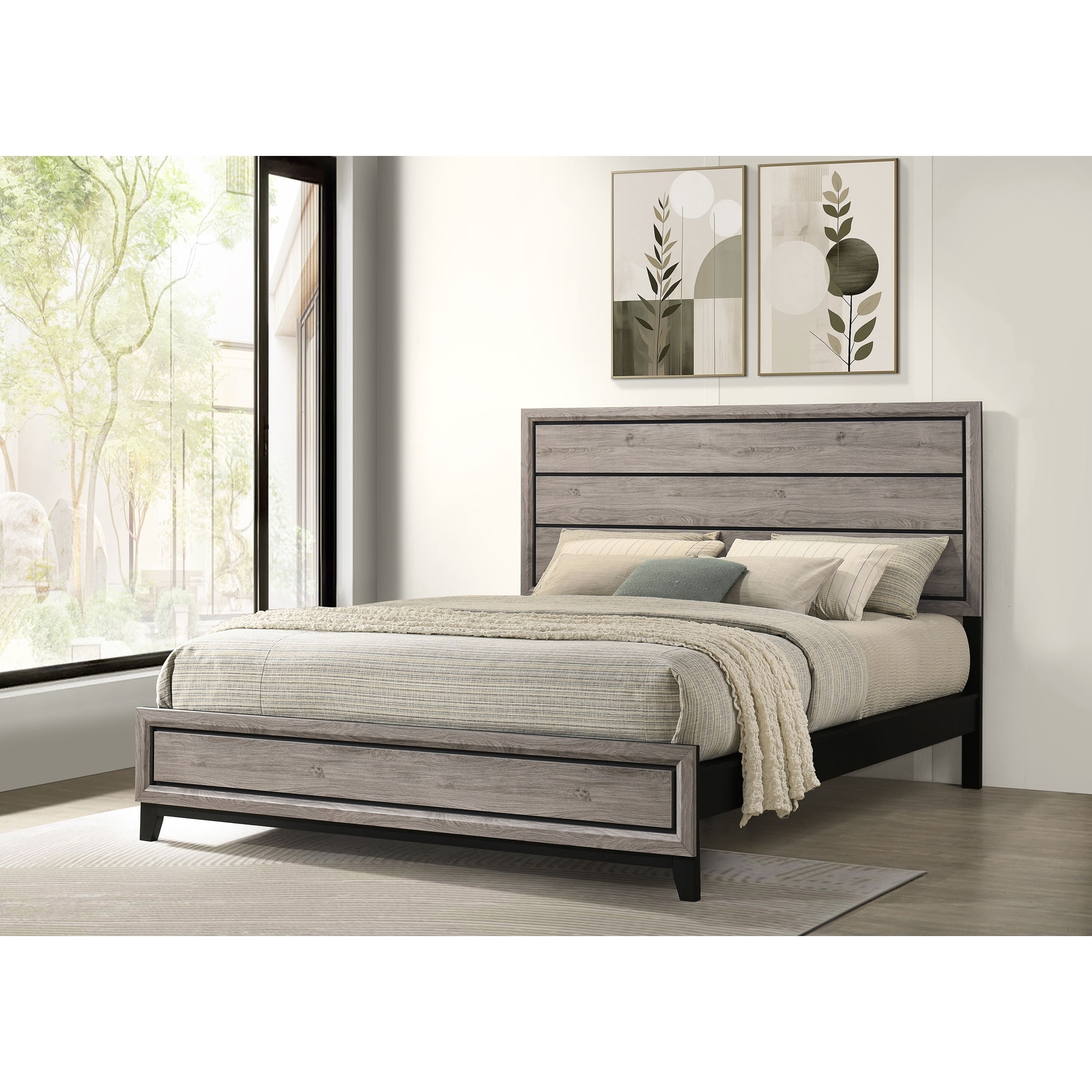 Valen Wood Panel Bed Light Taupe