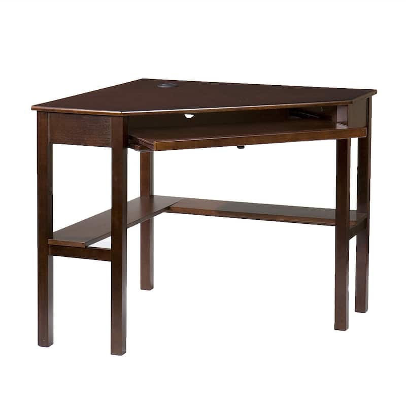 HomeRoots Espresso Corner Computer Desk