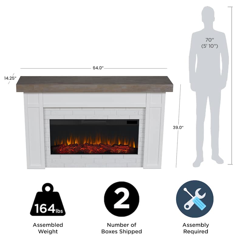 Cravenhall 64" Electric Fireplace by Real Flame in White