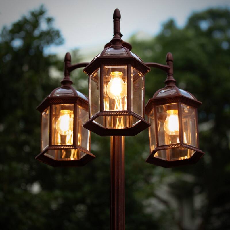 Lutec 3-Head Rust Outdoor Post Light - 22.40 x 78.2 x 22.40