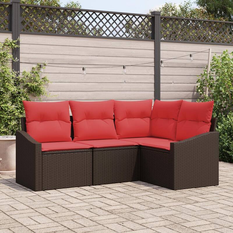 vidaXL 5 Piece Garden Sofa Set with Cushions - 70.3×48.6×27.2 - Brown