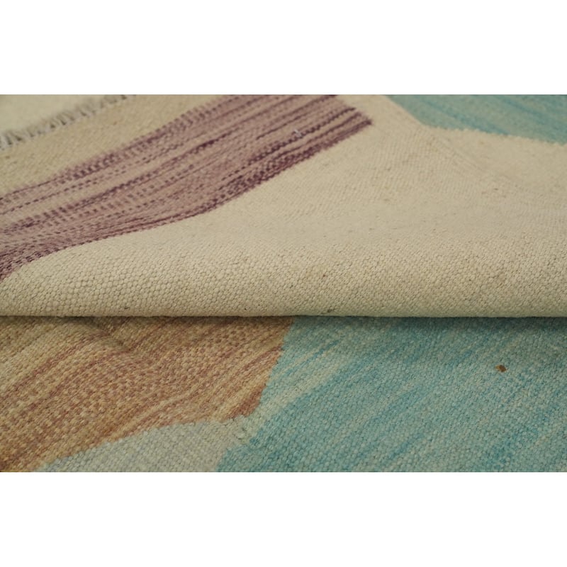 Hand Woven Oriental 100% Wool Carpet Southwestern Modern Multi-Colored Kilim Area Rug - 10' 1'' X 6' 5''