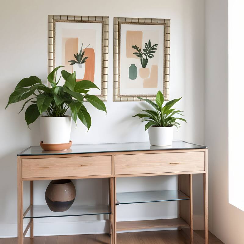 10x15 Silver Modern Bamboo Picture Frame - UV Acrylic, Foam Board Backing, Hanging Hardware