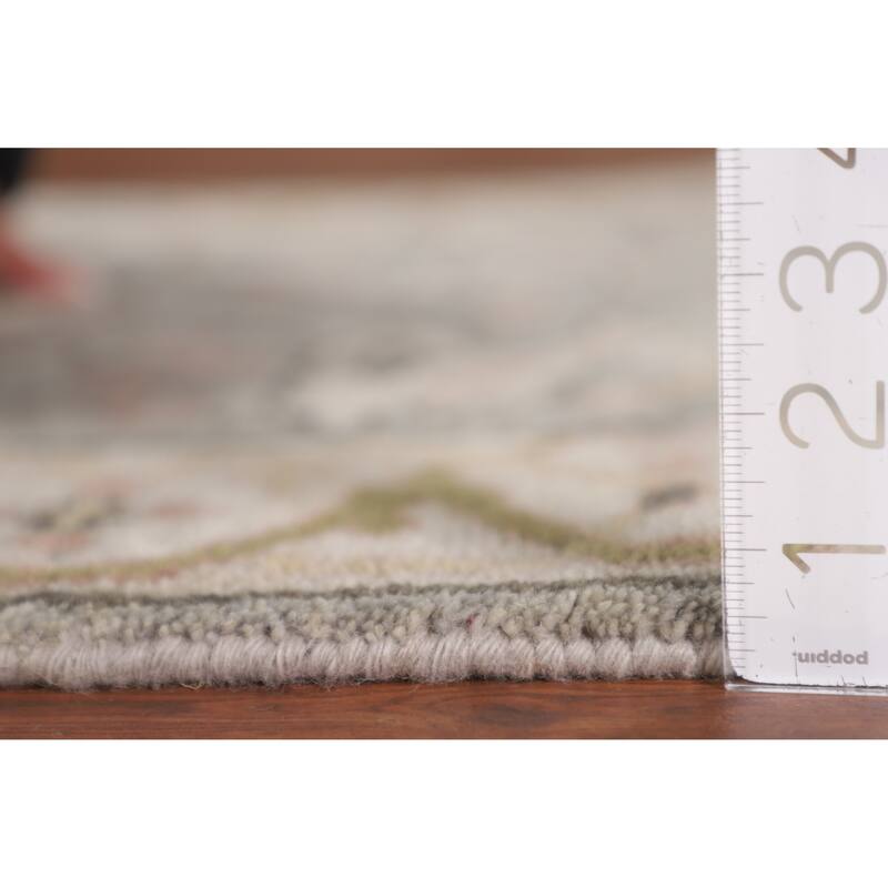 Floral Grey Oushak Oriental Runner Rug Handmade Wool Carpet - 2'7"x 9'11"