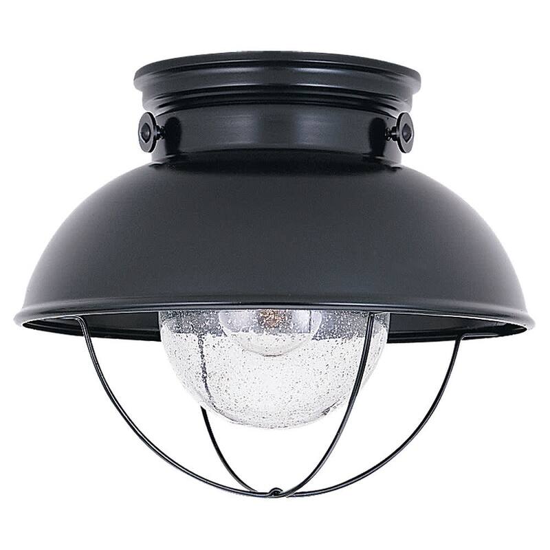 Roseto Calhoun Single Light 11" Wide Flush Mount Lantern Outdoor - Black