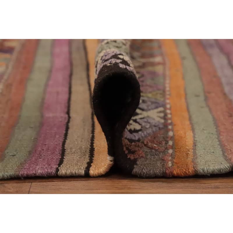 Hand Woven Oriental 100% Wool Carpet Southwestern Tribal Multi-Colored Kilim Area Rug - 8' 6'' X 5' 11''