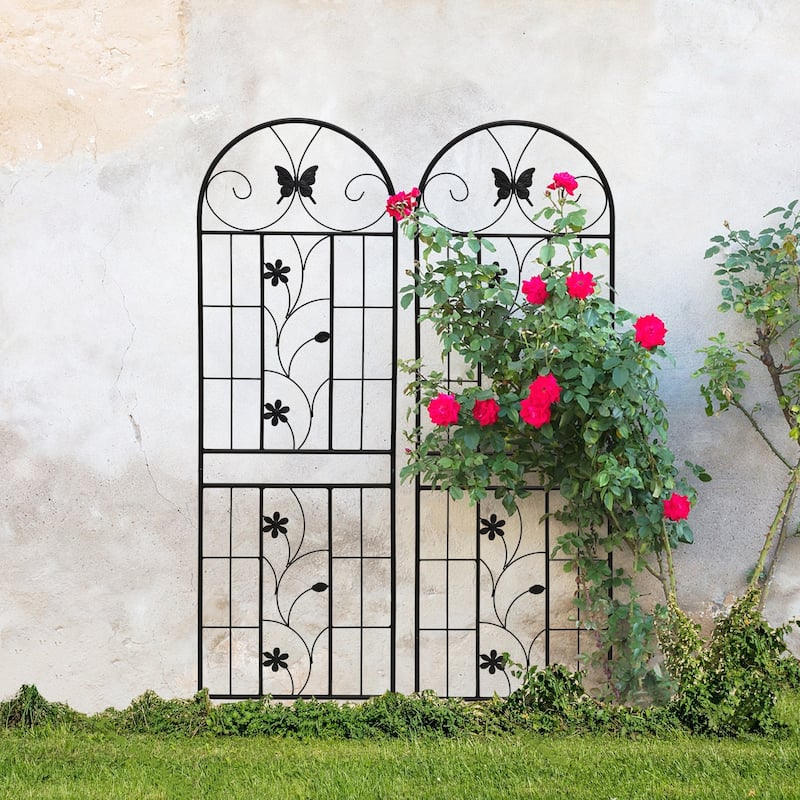 2 Pack Metal Garden Trellis 71in x 19.7in Rustproof Trellis - Black