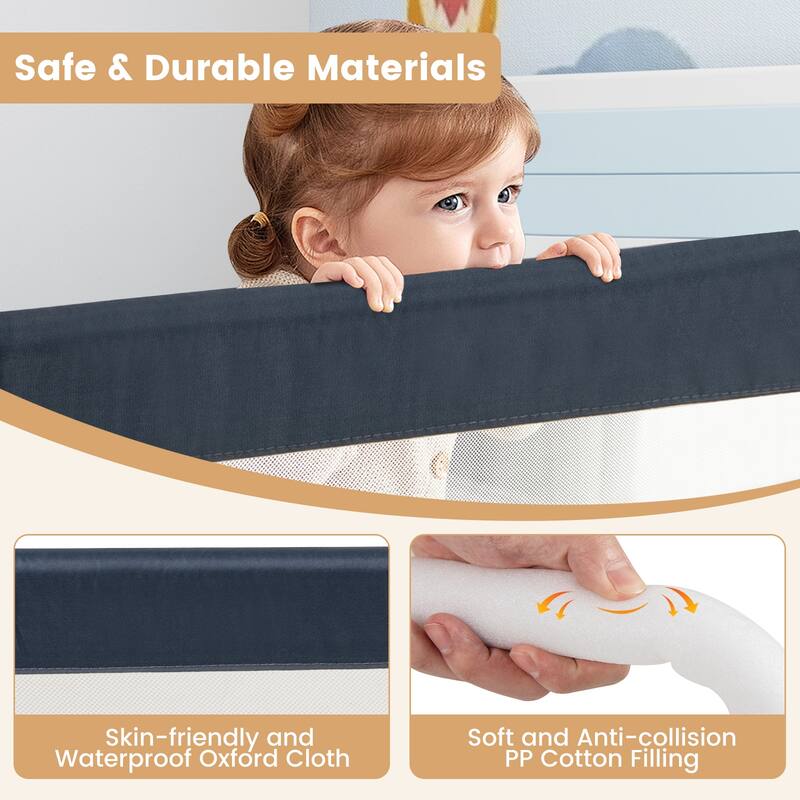 Gymax 71'' Toddler Foldable Bed Rail w/ Adjustable Safety Strap