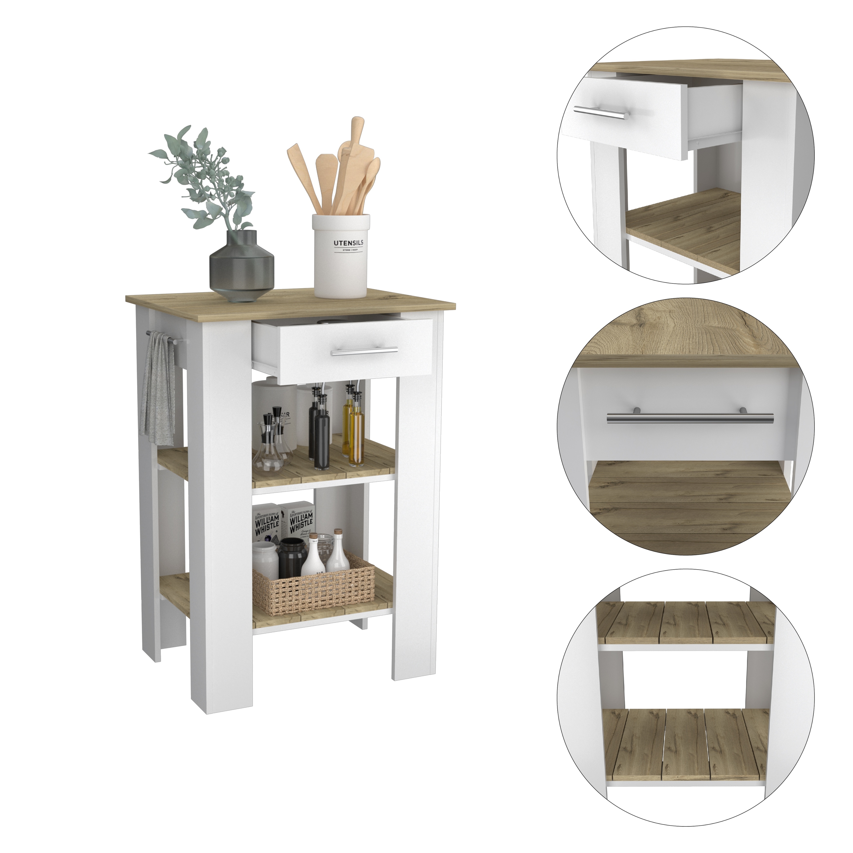 2 Layer Storage Shelves Kitchen Island Modern Snack Tables w/ Drawers &  Towel Rack Chair Side Table Sofa Tables Nightstands - On Sale - Bed Bath &  Beyond - 39079429