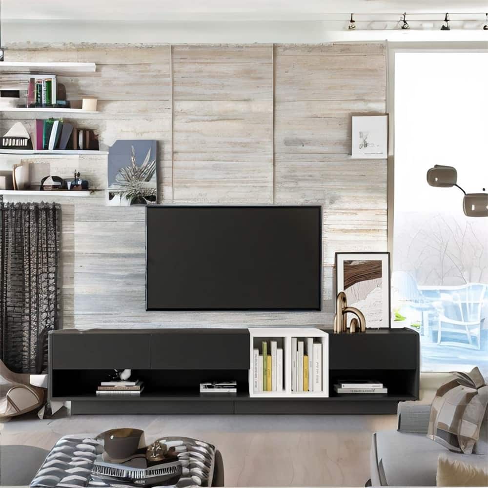 ON-TREND Sleek and Stylish TV Stand with StorageTwo-tone Media Console