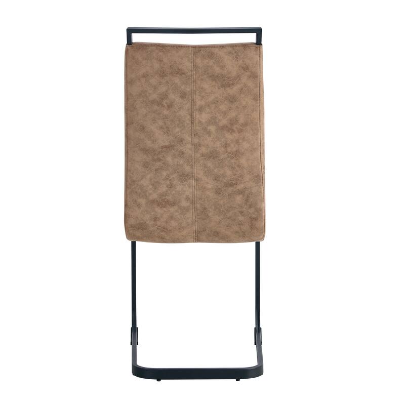 Set of 4 Modern Dining Chairs, Technology cloth High Back Upholstered Side Chair with C-shaped Tube Black Metal