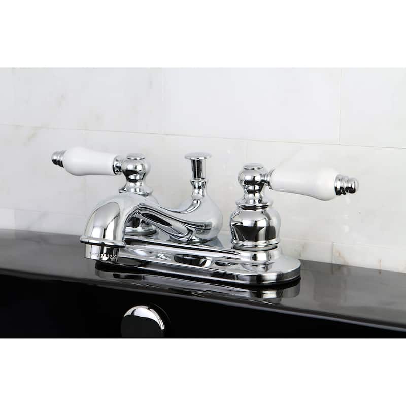Kingston Brass Restoration Two-Handle 3-Hole Deck Mount 4 in. Centerset Bathroom Faucet - Polished Chrome