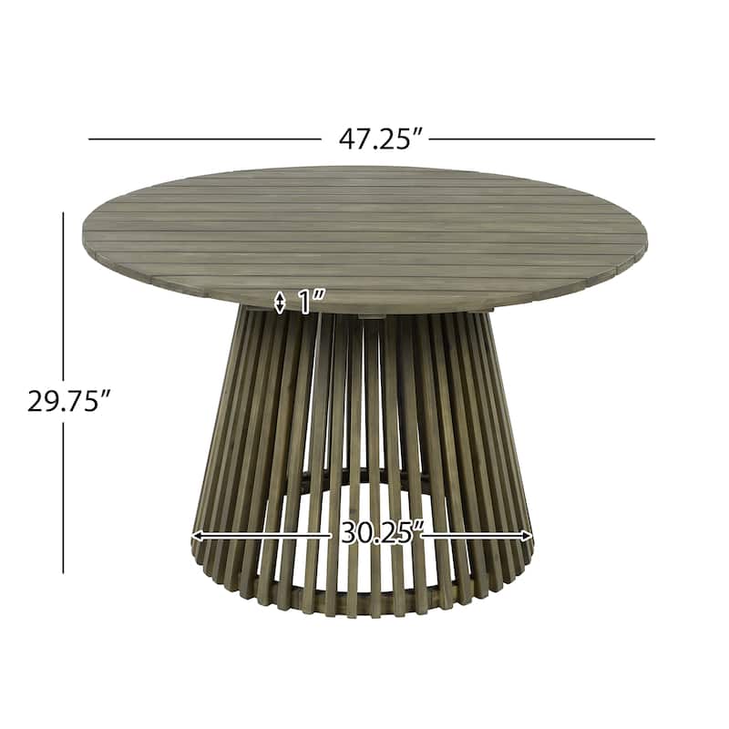 Outdoor Acacia Wood Patio Dining Table, 47.25-inch extra-large round dining table,for Backyard, Lawn, Balcony