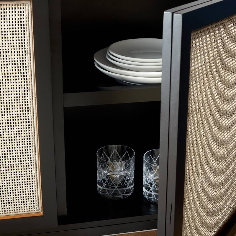 SAFAVIEH Tabetha 2-Shelf Rattan Sideboard - 54 In. W x 15 In. D x 33 In. H - 54Wx15Dx33H