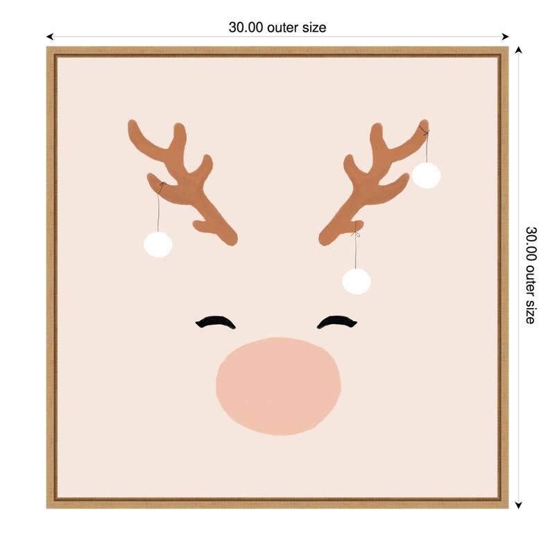 Deer and Baubles by Orara Studio Framed Canvas Wall Art Print - 30 x 30 in