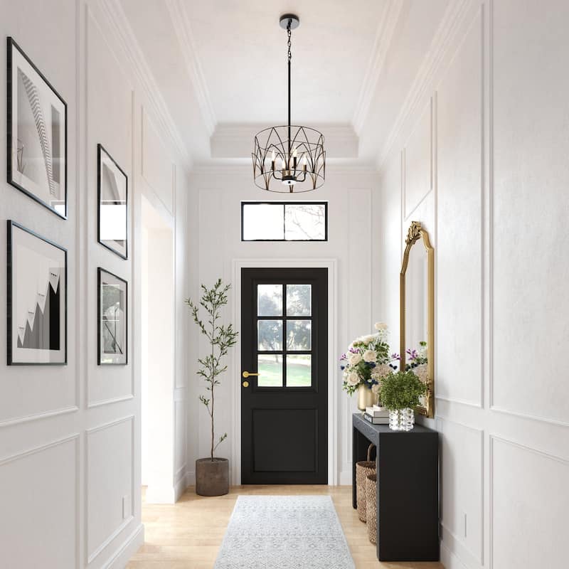 Acroma 4 - Light Steel Dimmable Drum Chandelier