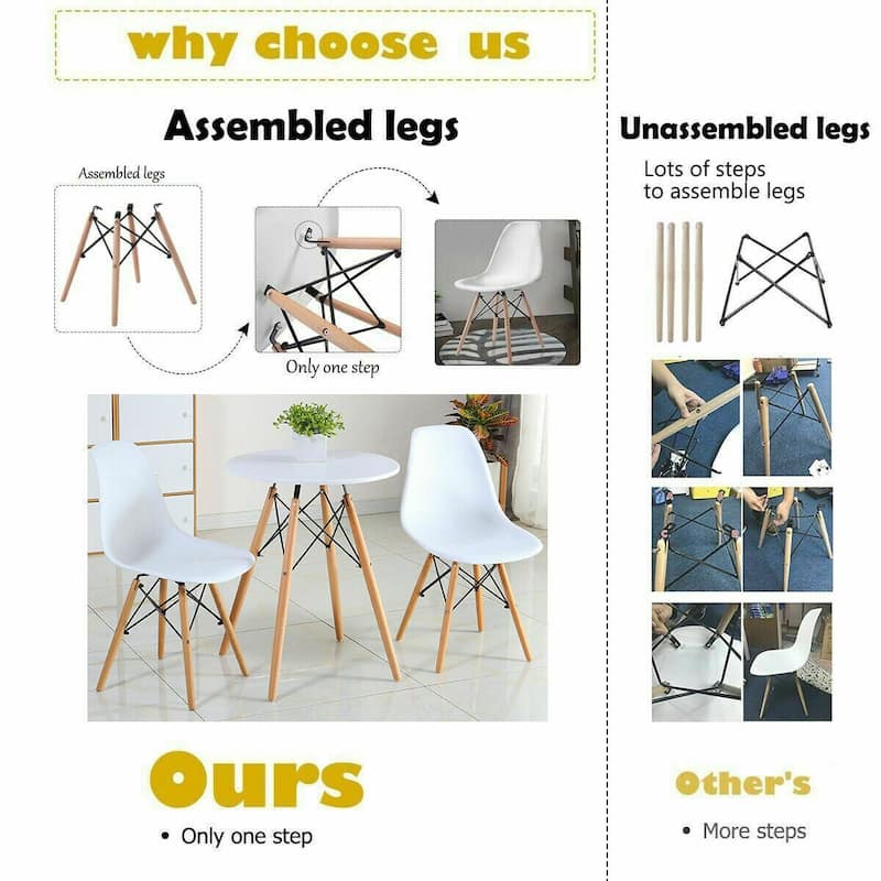 Gymax Set of 2 Dining Chairs Mid Century Modern Wooden Legs Kitchen - 21'' x 18'' x 32''