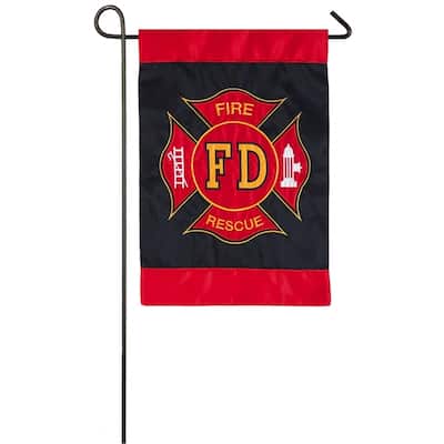 12.5 in. x 18 in. Fire Department Garden Applique Flag