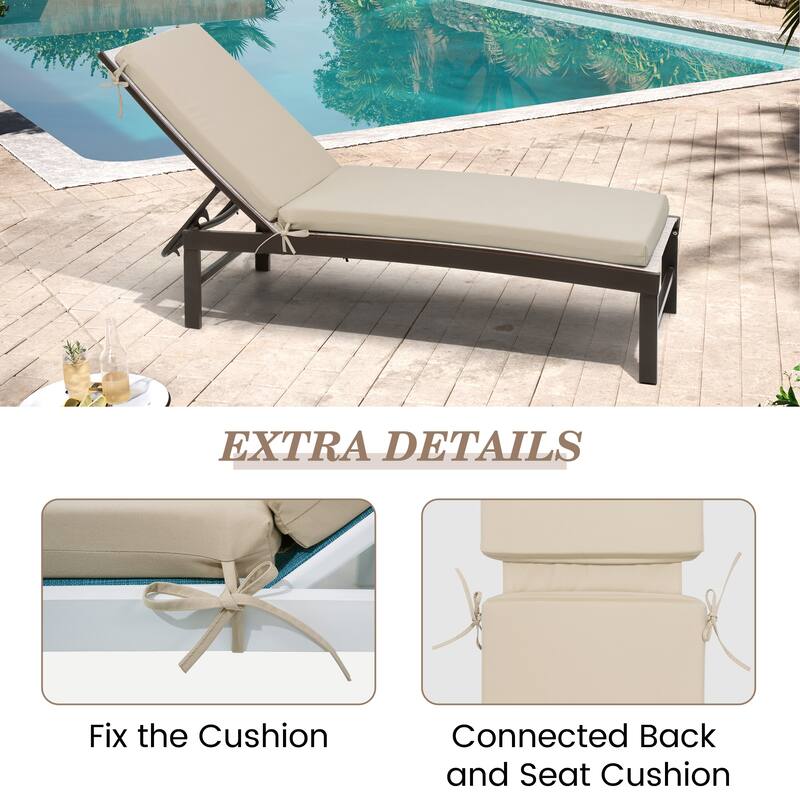 Pellebant Outdoor Adjustable Patio Chaise Lounge Chairs with Cushions