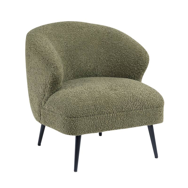 Hudson 26" Boucle Fabric Accent Chair - Black Finish Metal Legs - Green