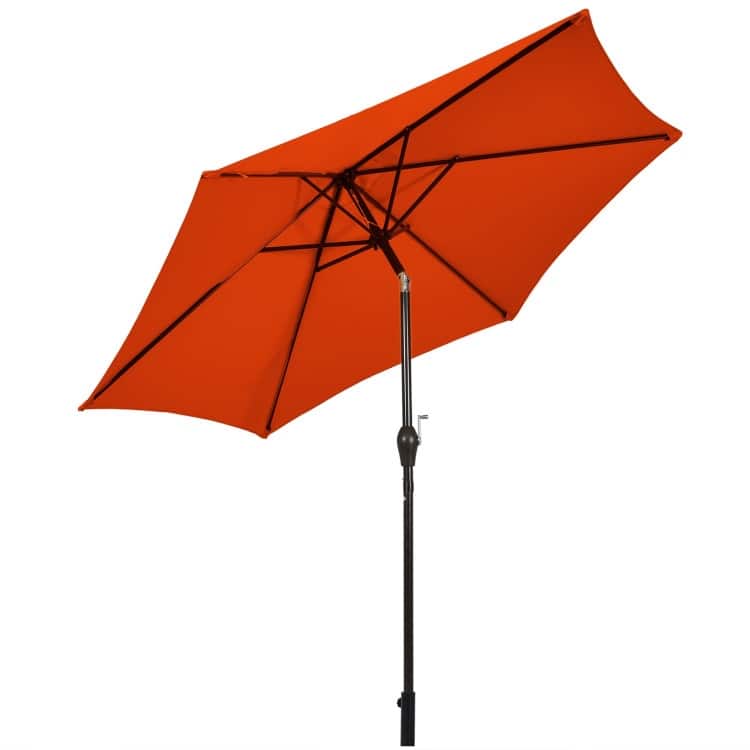 10FT Patio Umbrella 6 Ribs Market Steel Tilt with Crank Outdoor Garden without Weight Base