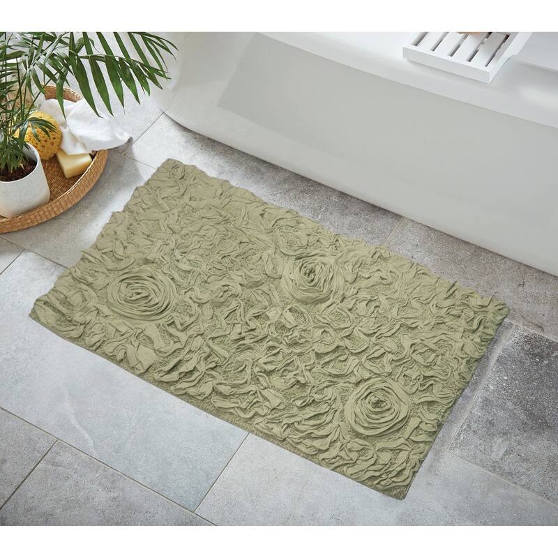 Bell Flower Bathroom Rug, Cotton Soft, Water Absorbent Bath Rug, Non Slip Shower Rug Machine Washable 24"x40" Rectangle