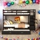 preview thumbnail 1 of 13, Simple Full over Full Bunk Bed With Trundle And Staircase,Storage Drawers Espresso