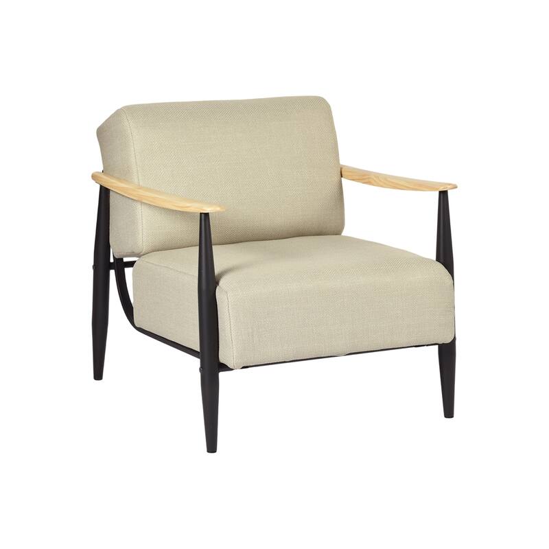 Homy Casa Modern Wood Frame Sofa, Beige Upholstery, Arm Accent