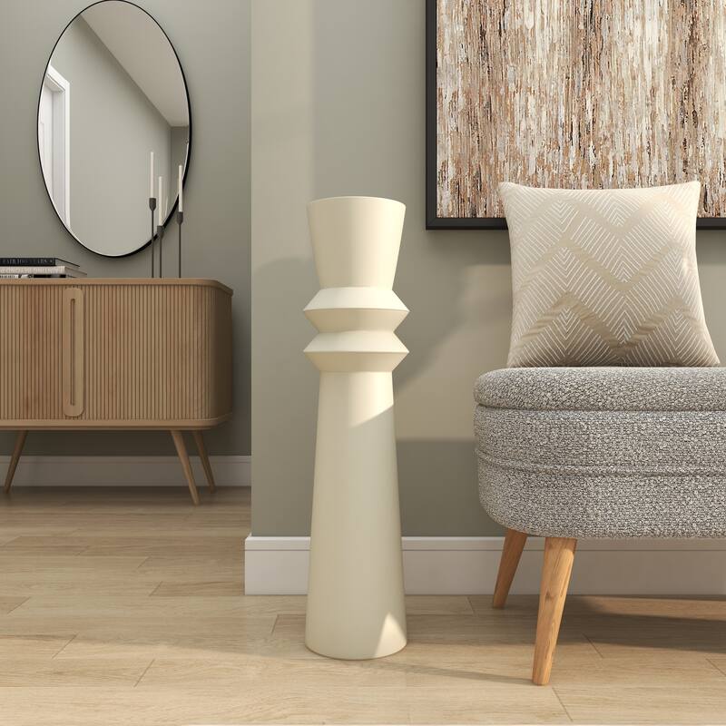 The Novogratz Cream Metal Tall Art Deco Fluted Floor Vase