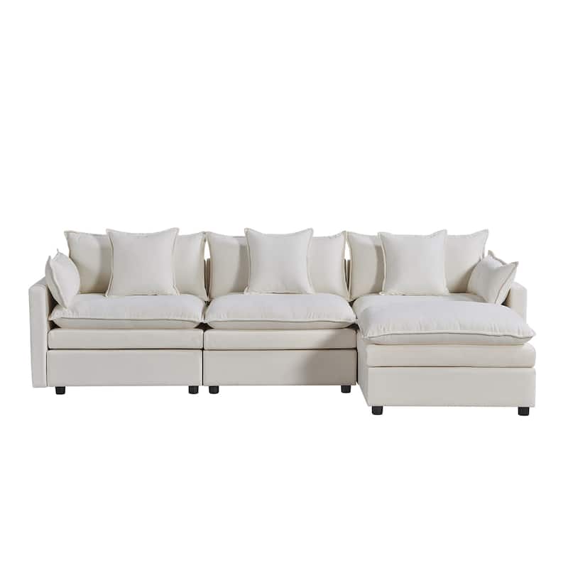 108.66" L-Shaped 4 Seater Sectional Sofa with Convertible Chaise and Ottoman, Spacious Cloud Couch