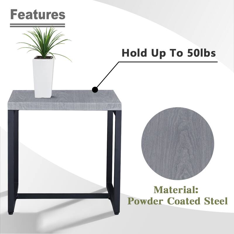 Outdoor Sofa Chairs Ottomans and Fire Table Grey-Blue - Grey