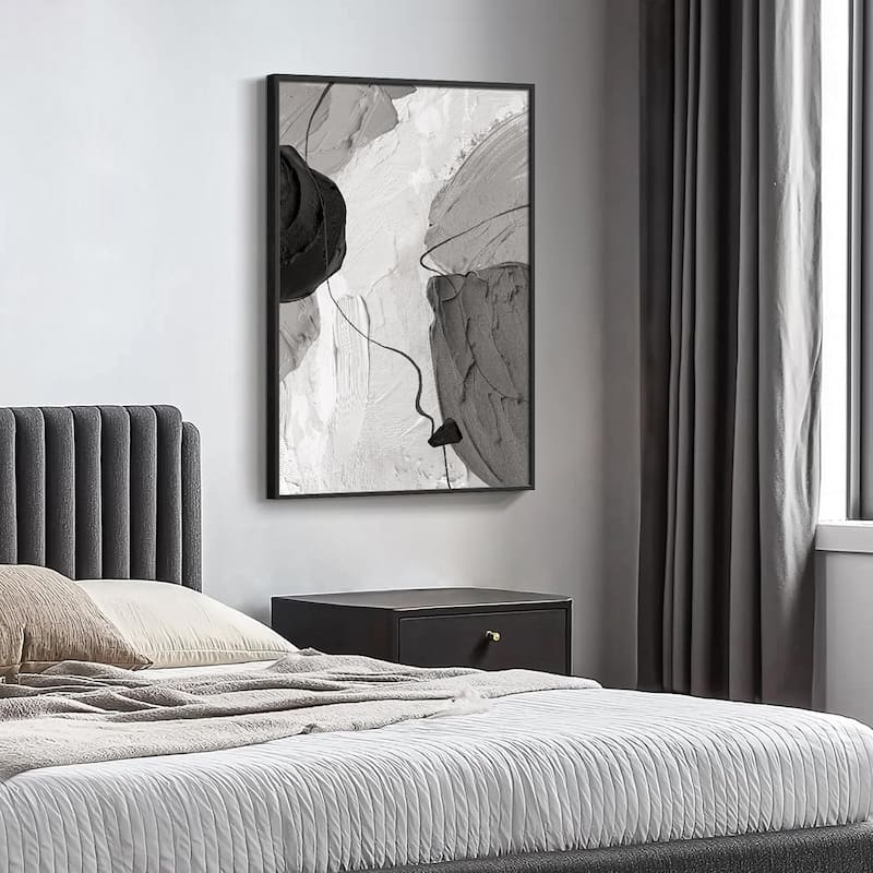Black and White Gray Modern Abstract Wall Art