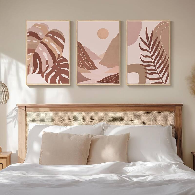 3 Piece Neutral Terracotta Bohemian Canvas Artwork
