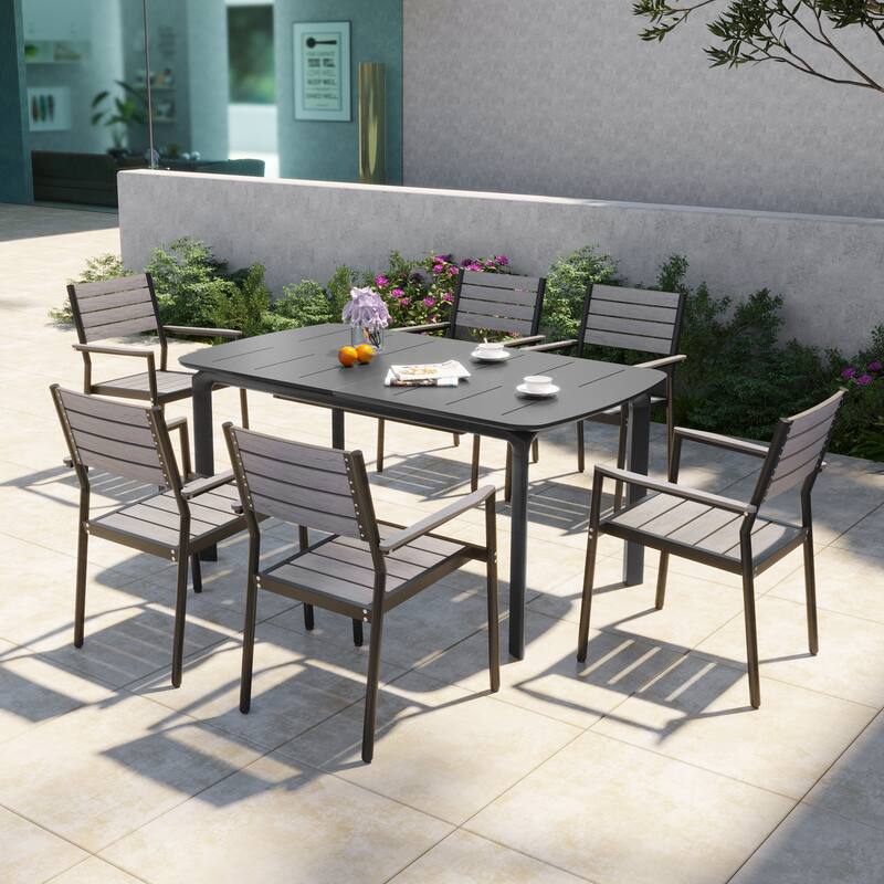 Pellebant Outdoor Aluminum Expandable Patio Dining Table Extension Table