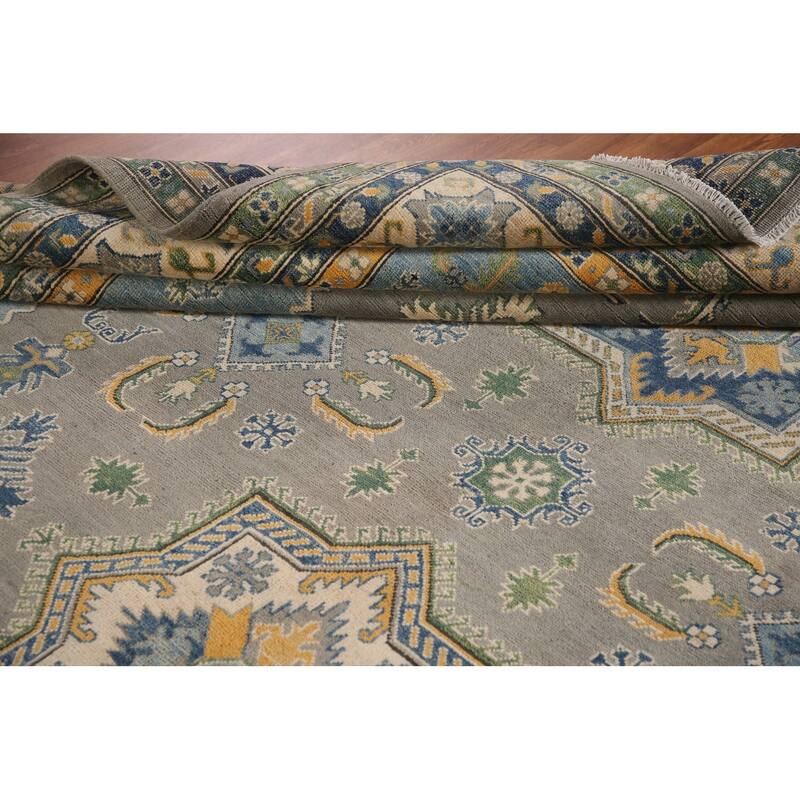Traditional / Geometric Kazak Area Rug Handmade Wool Carpet - 10'0"x 13'2"