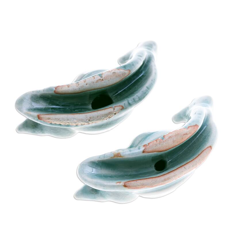 Novica Handmade Tranquil Shells Celadon Ceramic Figurines (Pair)