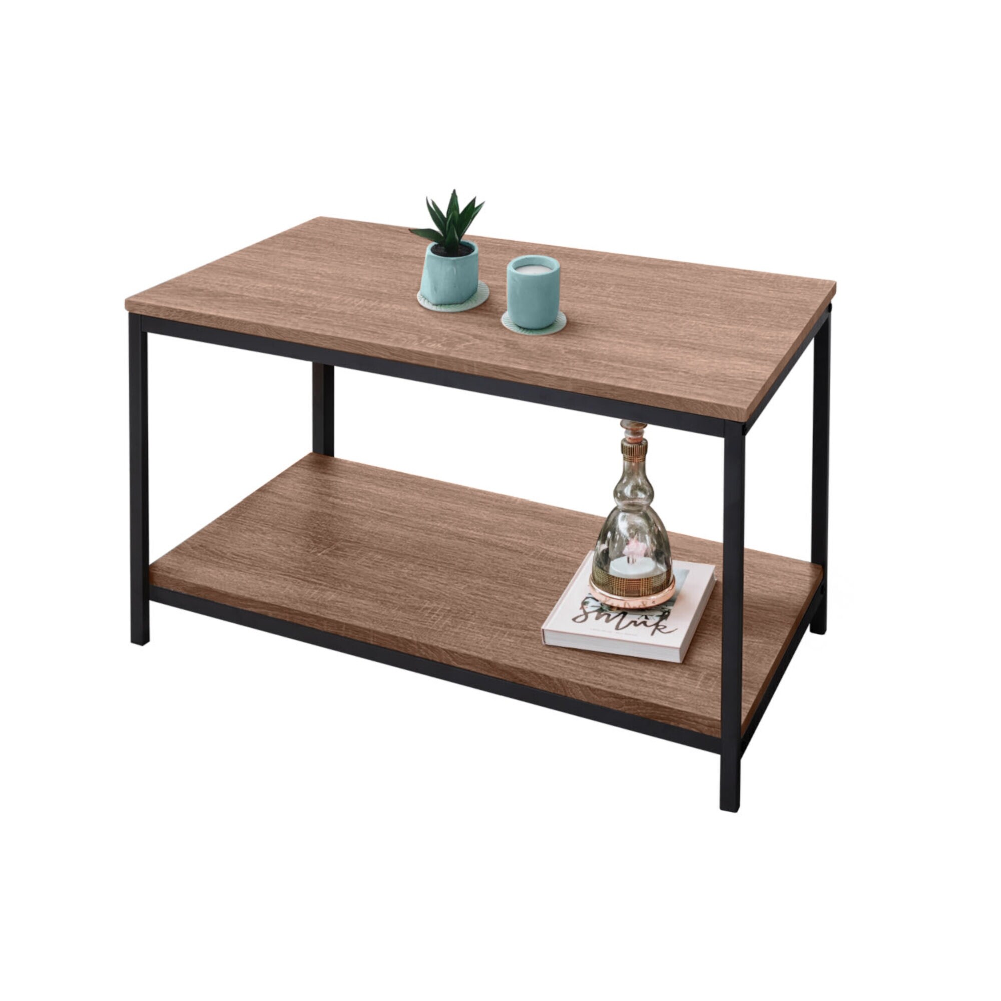 Zenvida Coffee Table For Living Room Rectangular Modern Wood Metal Cocktail Table Overstock 32099822