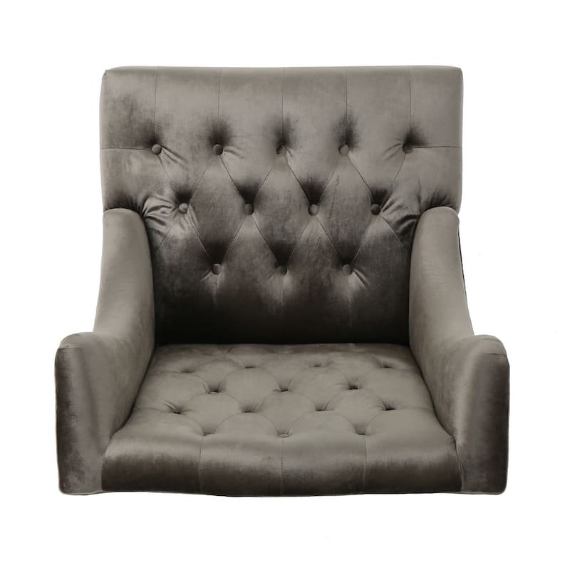 Charming Velvet Reception Chair Reading Chair with Button Tufted Stitching, Wingback Chair Entryway Chair Armless Chair