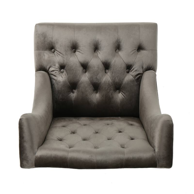 Modern 27.5" High Back Upholstered Button Tufted Club Chair with Rubber Wood Legs