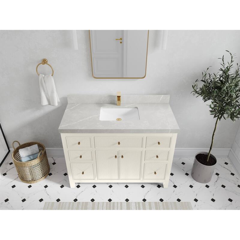 Willow Collections 48 in W x 22 in D Sonoma Free Standing Reeded Single Sink Bathroom Vanity with Countertop