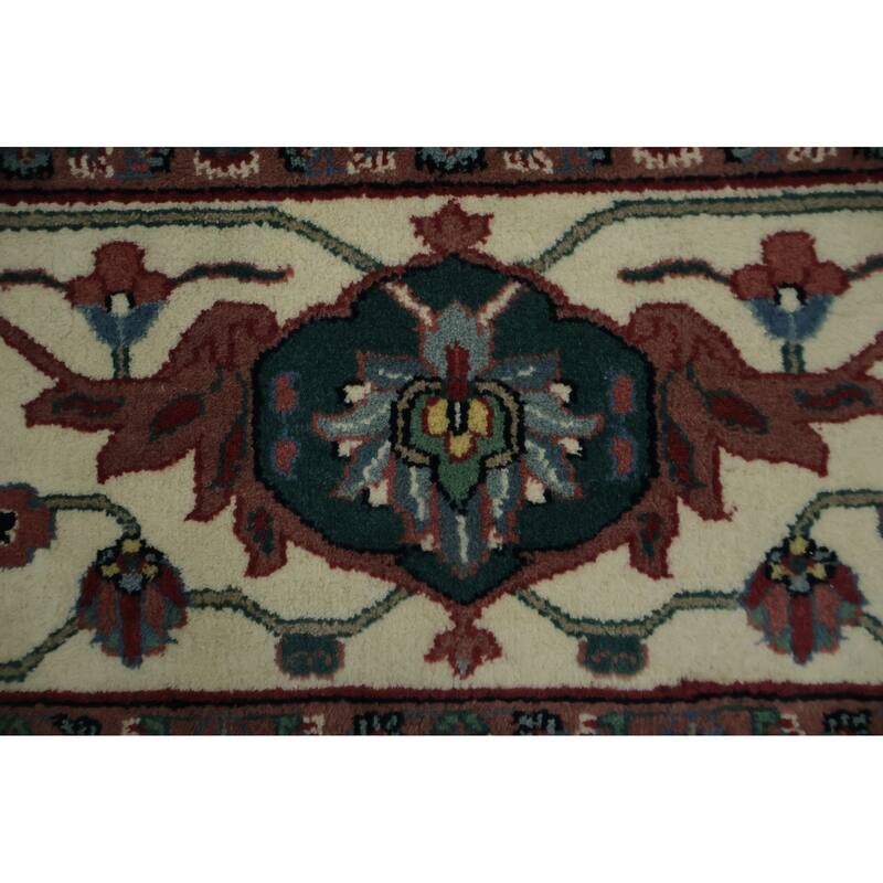 Hand Knotted Oriental 100% Wool Carpet Traditional Geometric Green Heriz Area Rug - 13' 10'' X 9' 8''