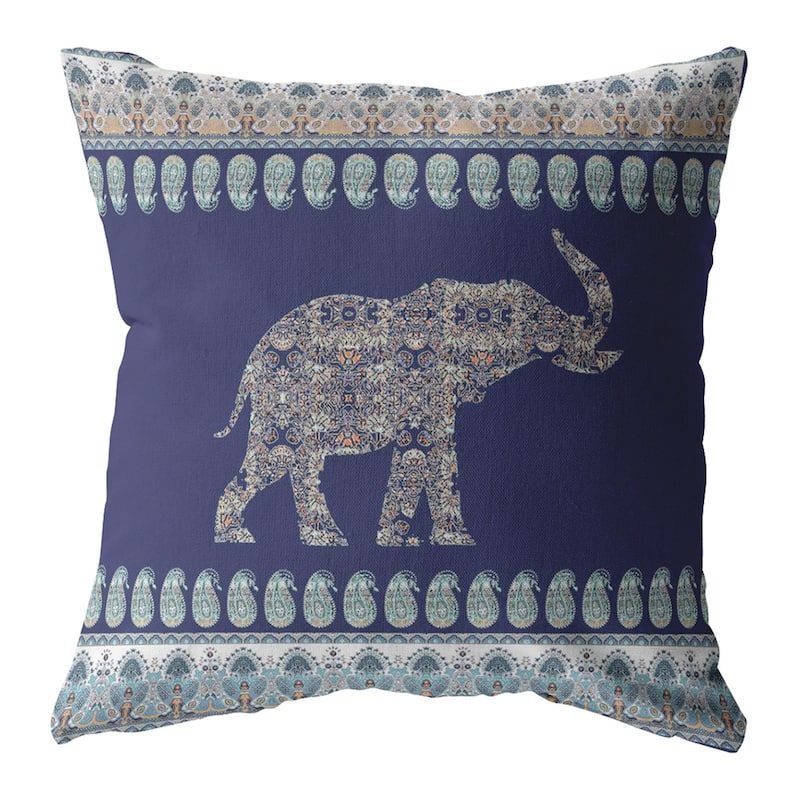 Amrita Sen Paisley Elephant Faux Suede Throw Pillow Zip - 18 x 18