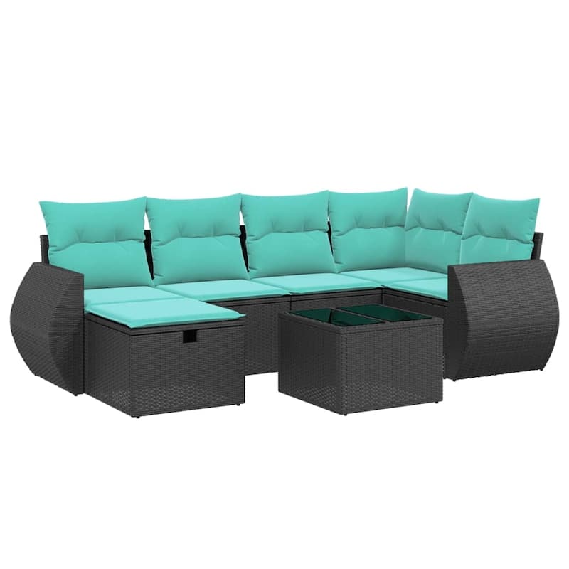 vidaXL Patio Sofa Set with Cushions Outdoor Conversation Furniture Poly Rattan