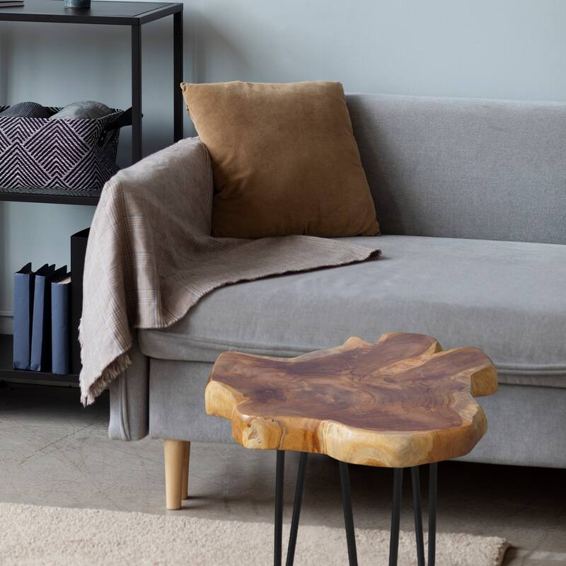 Greenage Solid Wood Teak Live Edge Natural Cut Coffee Table